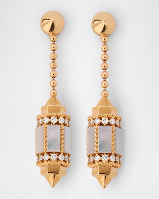 18K Rose Gold Diamond Earrings with MOP